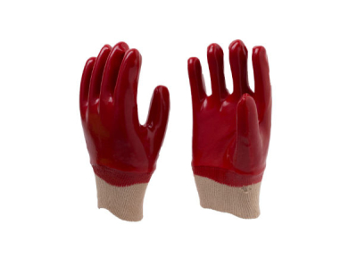 Красные перчатки с полным покрытием из ПВХ