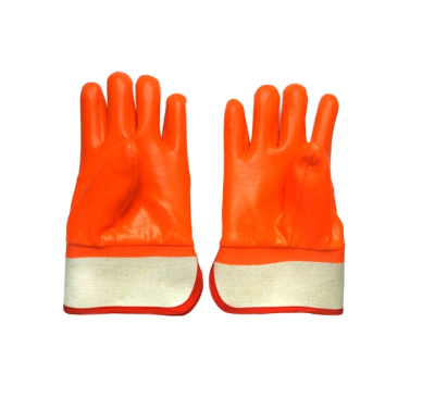 Изолированная пеной флуоресцентная перчатка из ПВХ с одним погружением