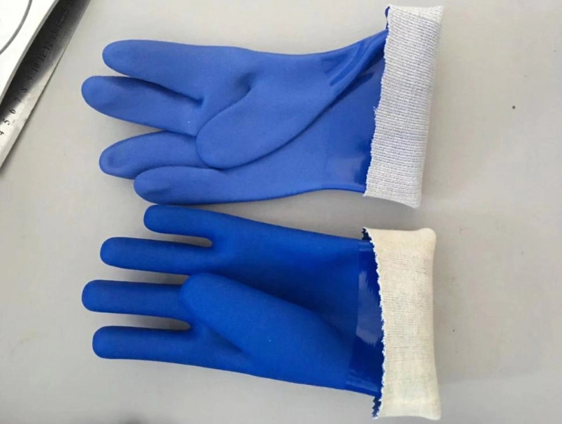 Синие перчатки с ПВХ покрытием Синие перчатки с ПВХ покрытием