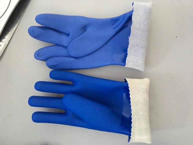 Синие перчатки с ПВХ покрытием