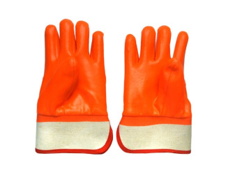 Изолированная пеной флуоресцентная перчатка из ПВХ с одним погружением