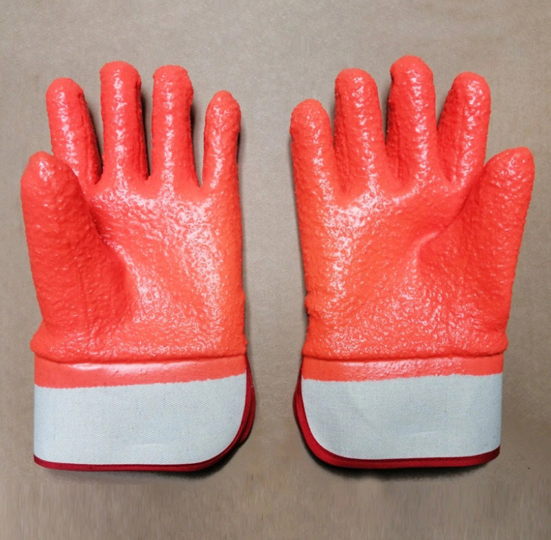 Перчатки из ПВХ с грубой отделкой коричневого цвета