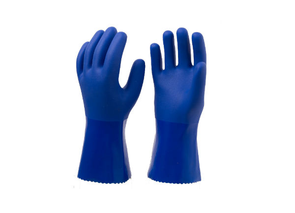 Синие перчатки с ПВХ покрытием Синие перчатки с ПВХ покрытием